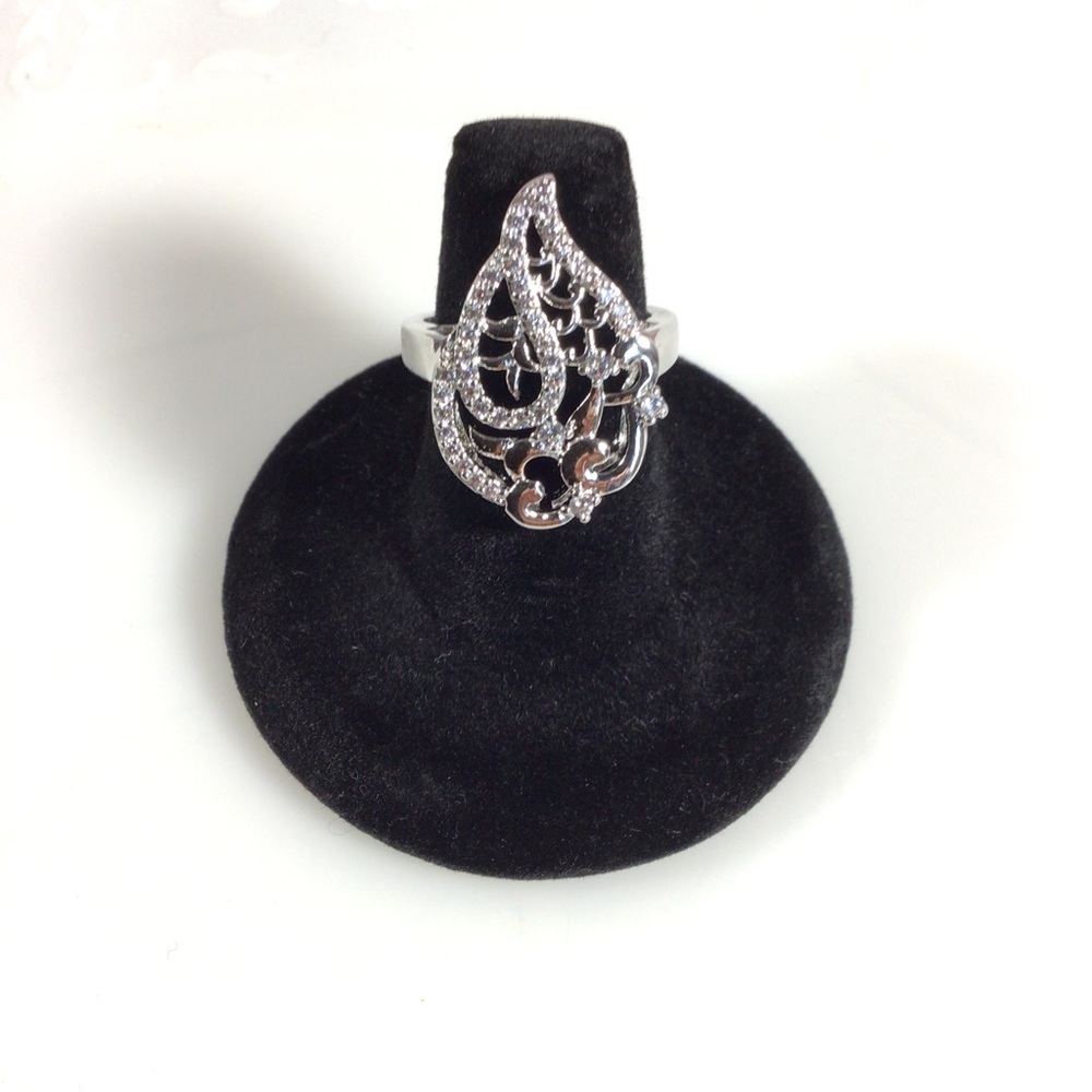 Silver and Cubic Zirconia Fashion Ring - Size 9